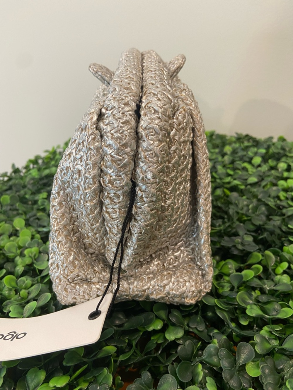 Olga Berg Silver Woven Frame Clutch - Picture 4 of 4